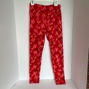 Lularoe red leggings with hearts size: one size